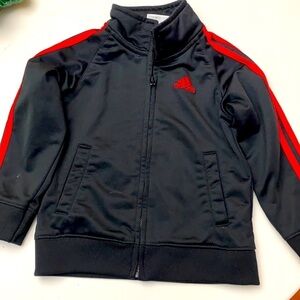 Child’s Adidas Black and Red Zip Up Polyester Jacket Size 24 Months